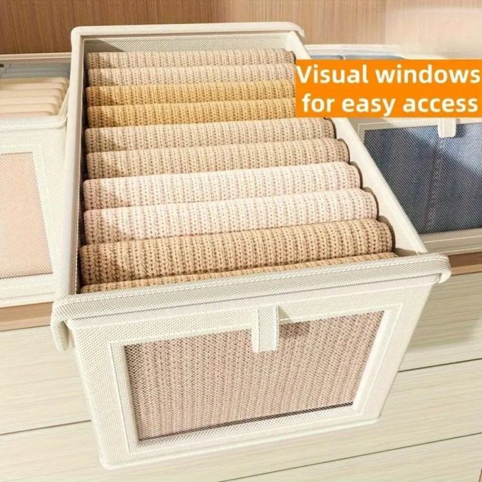 Cesto Organizador Pegable con Tapa XL BEIGE